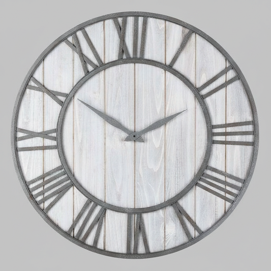 Large Wood and Metal Wall Clock | Industrial 40cm Design