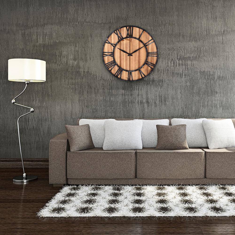 Large Wood and Metal Wall Clock | Industrial 40cm Design 1