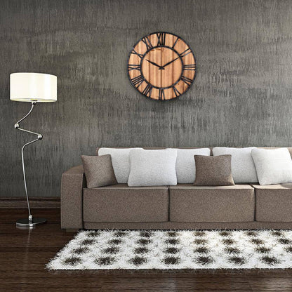 Large Wood and Metal Wall Clock | Industrial 40cm Design 1