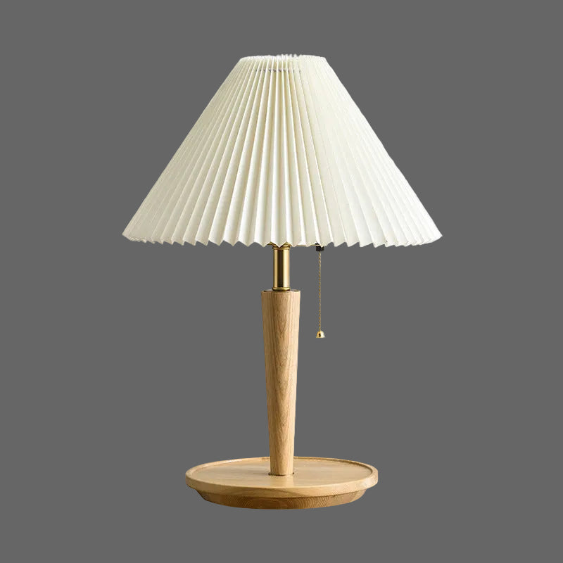 Vintage Pleated Wood Table Lamp | Bedside Table Lamps