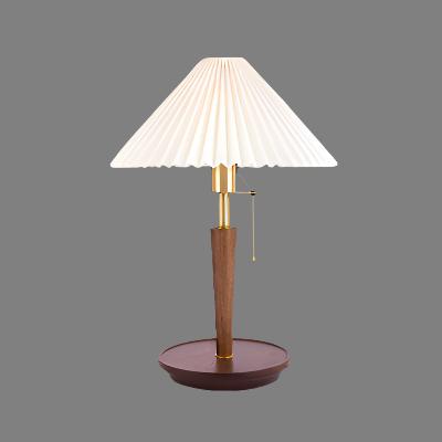 Vintage Pleated Wood Table Lamp | Bedside Table Lamps 0