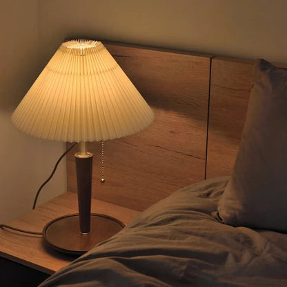 Vintage Pleated Wood Table Lamp | Bedside Table Lamps 4