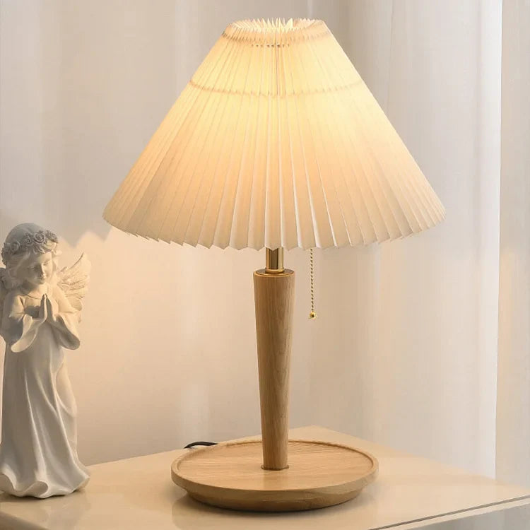 Vintage Pleated Wood Table Lamp | Bedside Table Lamps 6